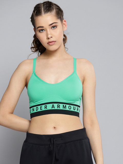 

UNDER ARMOUR Green Solid Seamless Longline Sports Bra 1322552-349