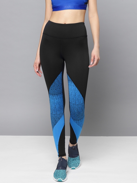 

UNDER ARMOUR Women Black & Blue Printed Detail Cozy Tights