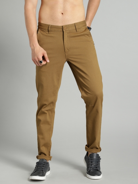 

Roadster Men Khaki Regular Fit Self Design Chinos Trousers
