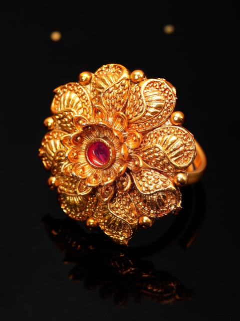 

Rubans Women Antique Gold-Plated & Pink Embellished Cocktail Ring