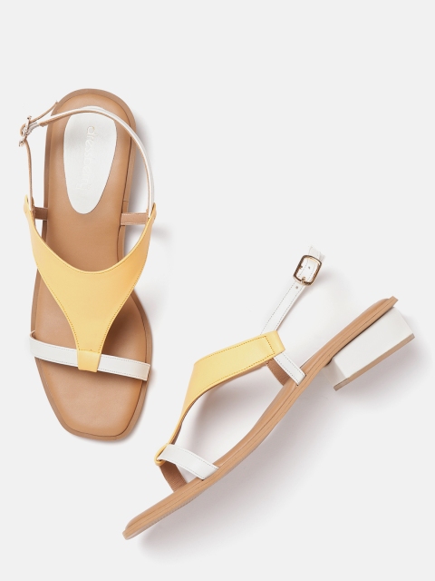 

DressBerry Women Yellow & White Colourblocked Open Toe Flats