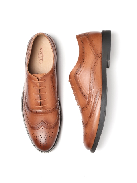 

INVICTUS Men Tan Brown Perforated Formal Oxfords