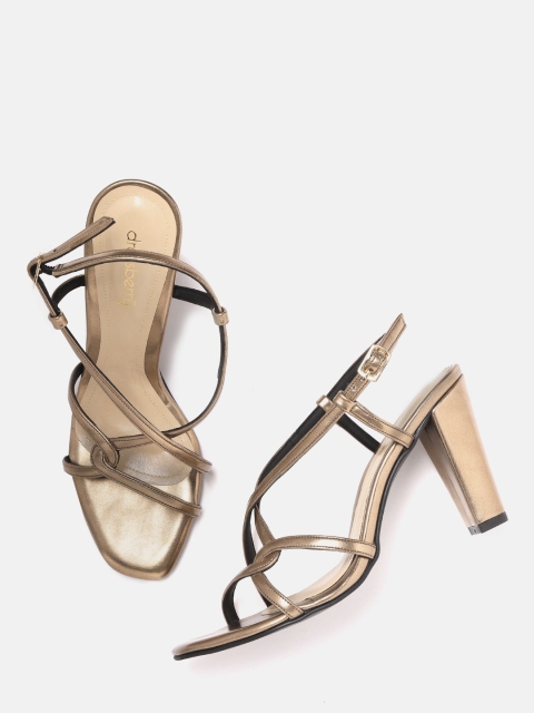 

DressBerry Women Bronze-Toned Solid Block Heels