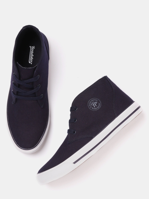 

Roadster Men Navy Blue Solid Mid-Top Sneakers