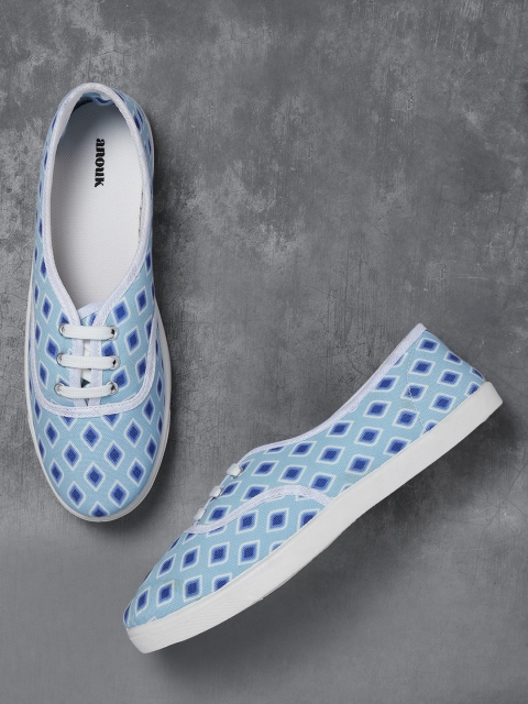 

Anouk Women Blue & White Printed Sneakers