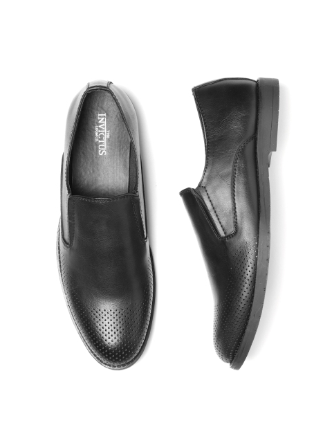 

INVICTUS Men Black Perforated Formal Slip-Ons