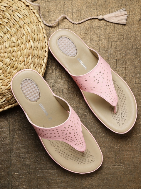 

Anouk Women Pink Solid Comfort Heels with Laser Cuts