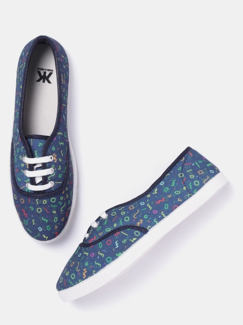 

Kook N Keech Women Navy Blue Printed Sneakers