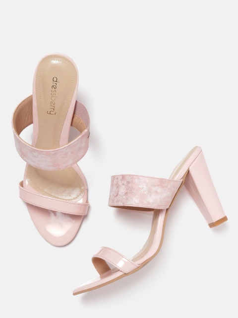 

DressBerry Women Pink Solid Block Heels