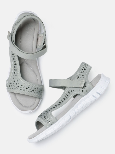 

Mast & Harbour Women Grey Solid Open Toe Flats