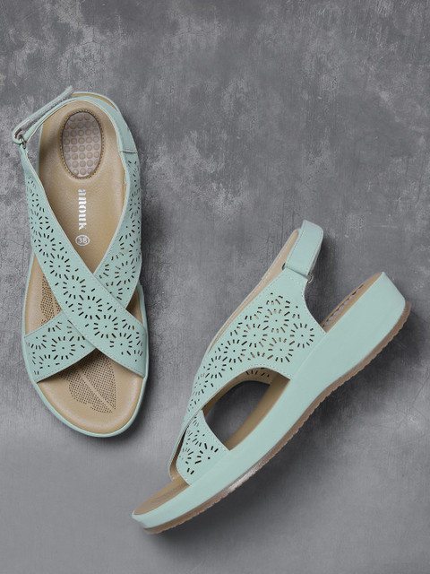 

Anouk Women Sea Green Cut-Out Comfort Heels