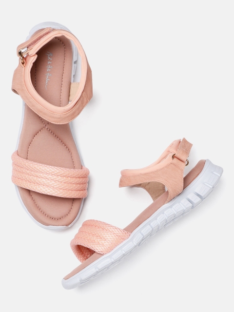 

Mast & Harbour Women Pink Woven Design Open Toe Flats