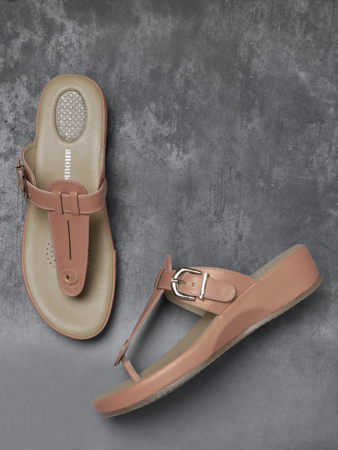 Anouk Women Peach Coloured Solid Comfort Heels Peach female