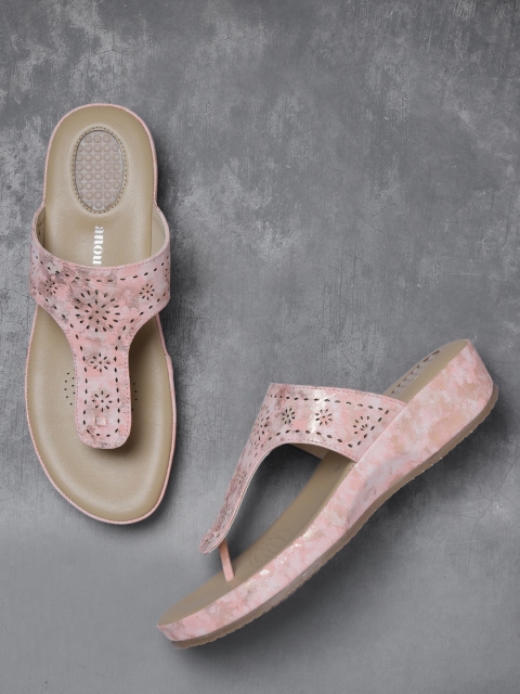 

Anouk Women Pink & Gold-Toned Cut-Out Comfort Heels