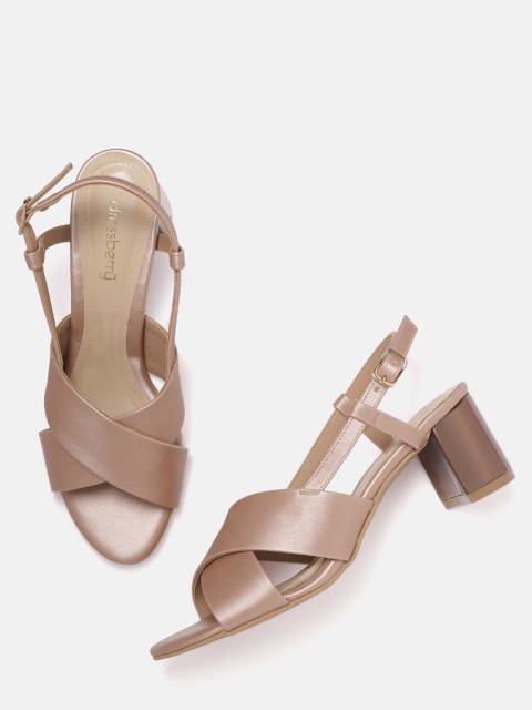 

DressBerry Women Rose Gold-Toned Solid Block Heels