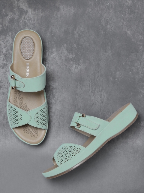 

Anouk Women Sea Green Cut-Out Comfort Heels
