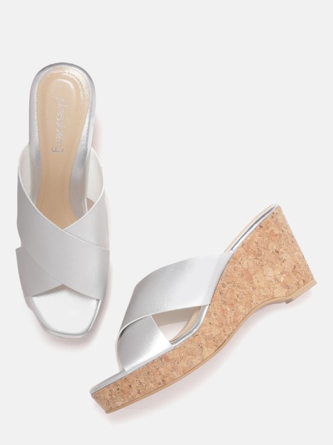 

DressBerry Women Silver-Toned Solid Wedges