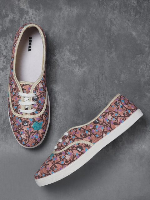 

Anouk Women Dusty Pink & Brown Printed Sneakers