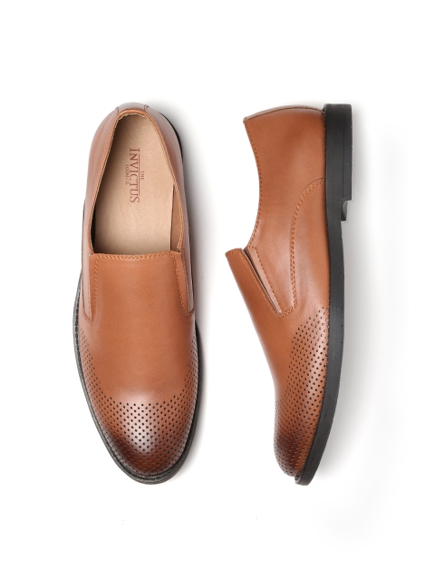 

INVICTUS Men Tan Brown Perforated Semiformal Slip-Ons