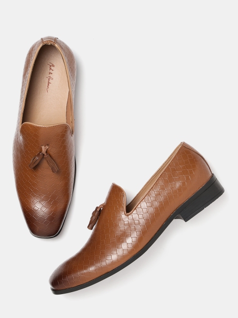 

Mast & Harbour Men Brown Textured Semiformal Slip-Ons