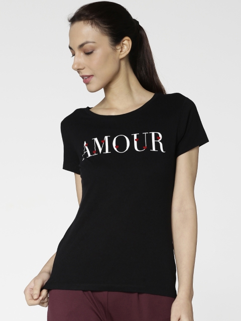 

ONLY Women Black Printed Round Neck T-shirt