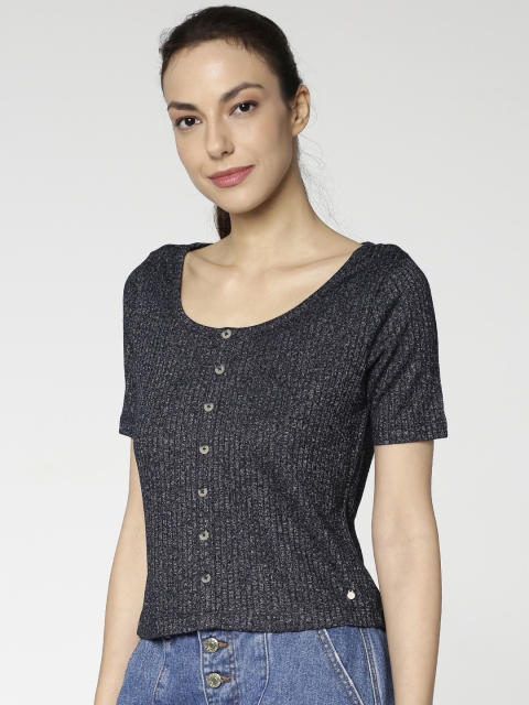 

ONLY Women Navy Blue Solid Top