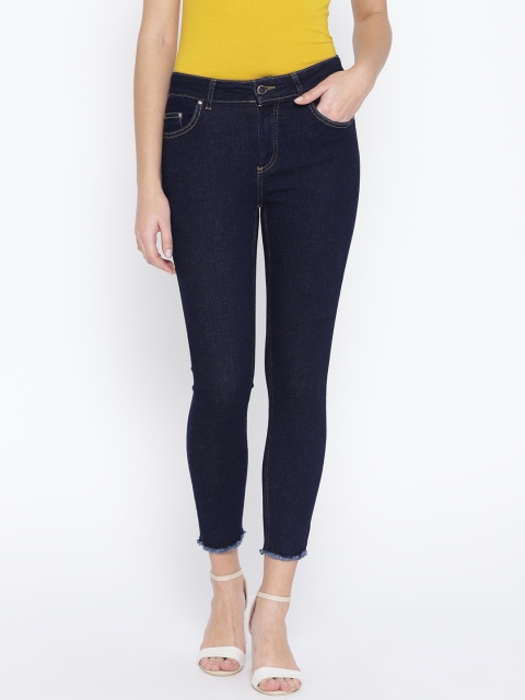 

ONLY Women Navy Blue Skinny Fit Mid-Rise Clean Look Cropped Jeans