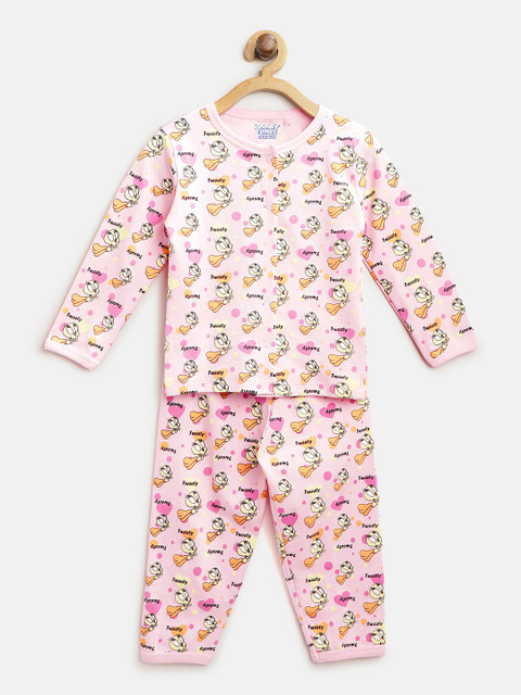 

Moms Love Girls Pink & Orange Printed Night Suit MLS20704TTGNTW