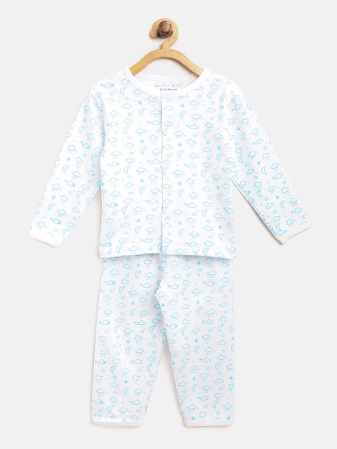 

Moms Love Girls White & Blue Printed Night Suit MLS20110XXGNTW