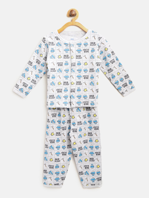 

Moms Love Boys Grey & Blue Printed Night Suit MLS20701MMBNTW