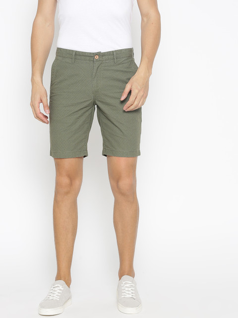 

Blackberrys Men Olive Green Printed Regular Fit Shorts