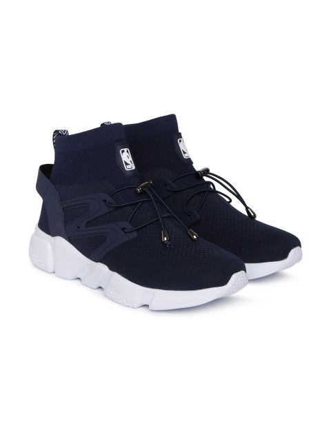 

NBA Men Navy Blue Solid Mesh Mid-Top Sneakers