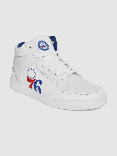 

NBA Men White Solid Philadelphia76ers Mid-Top Sneakers