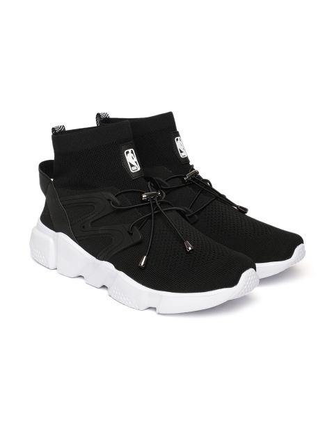 

NBA Men Black Solid Textile Mid-Top Sneakers