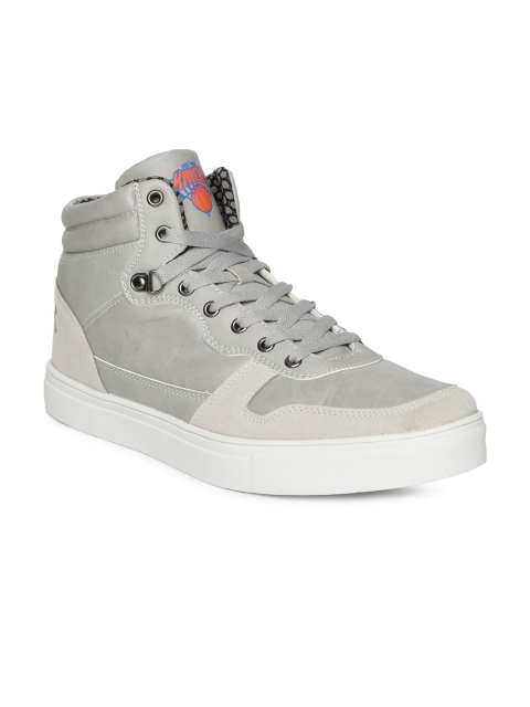 

NBA Men Grey Solid Mid-Top Sneakers