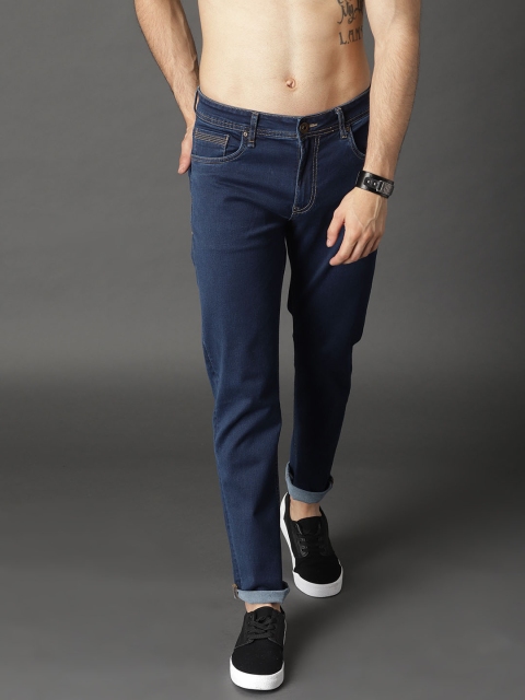 

Roadster Men Navy Blue Regular Fit Mid-Rise Textured Stretchable Jeans