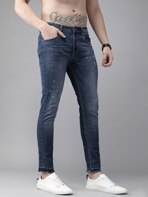

Roadster Men Blue Skinny Fit Mid-Rise Clean Look Stretchable Cropped Raw Hem Jeans