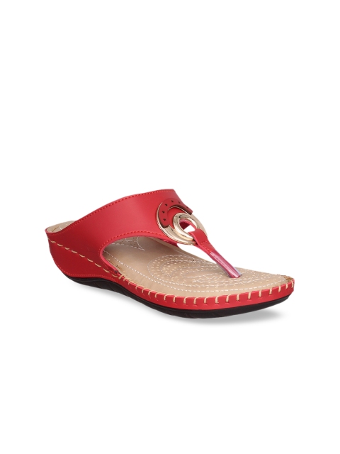

MSC Women Red Solid Open Toe Flats