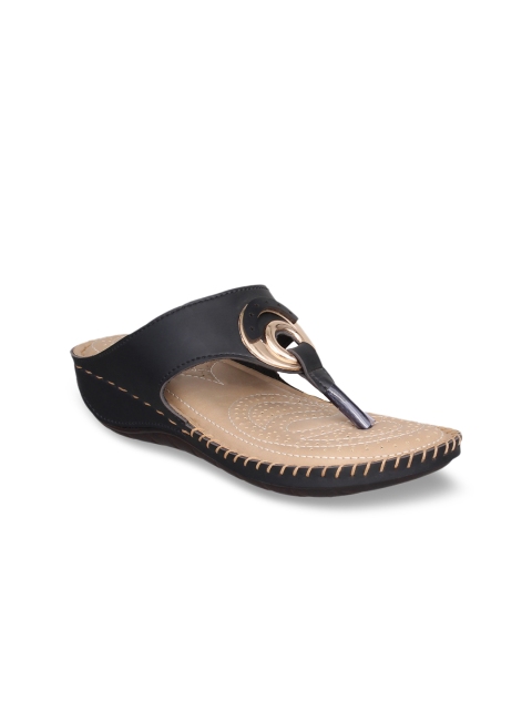 

MSC Women Black Solid Open Toe Flats