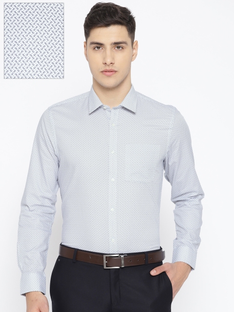 

Blackberrys Men White & Navy Blue Slim Fit Printed Formal Shirt