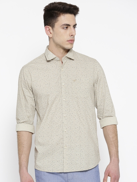 

Blackberrys Men Beige Slim Fit Printed Casual Shirt