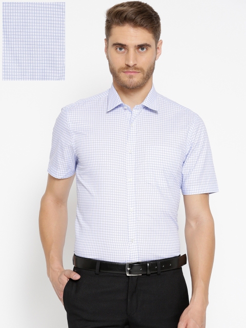 

Blackberrys Men Blue & White Slim Fit Checked Formal Shirt