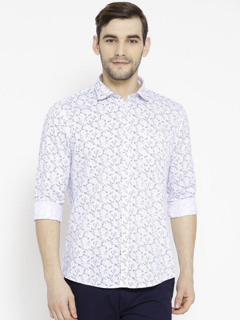 

Blackberrys Men White & Blue Slim Fit Floral Print Casual Shirt