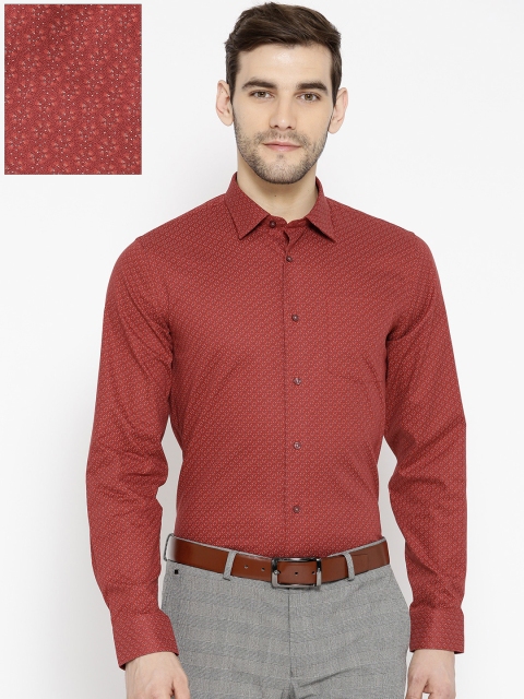 

Blackberrys Men Rust Red Regular Fit Printed Formal Shirt