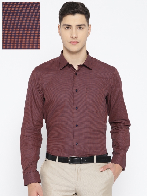 

Blackberrys Men Navy Blue & Orange Slim Fit Self-Design Formal Shirt