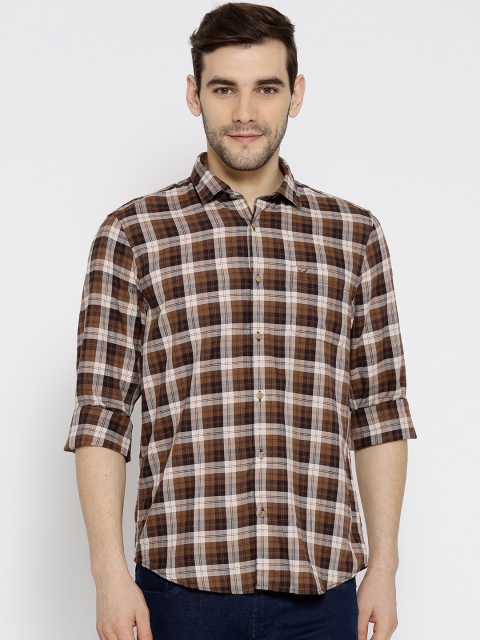 

Blackberrys Men Brown & Beige Slim Fit Checked Casual Shirt