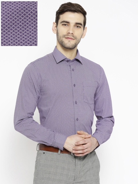 

Blackberrys Men Purple & White Slim Fit Printed Formal Shirt