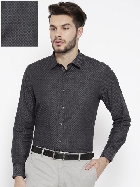 

Blackberrys Men Charcoal Grey Slim Fit Self Design Formal Shirt