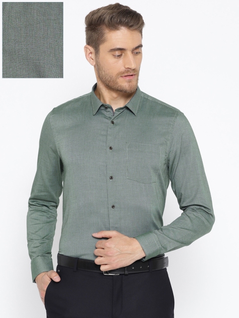 

Blackberrys Men Green Slim Fit Self Design Formal Shirt