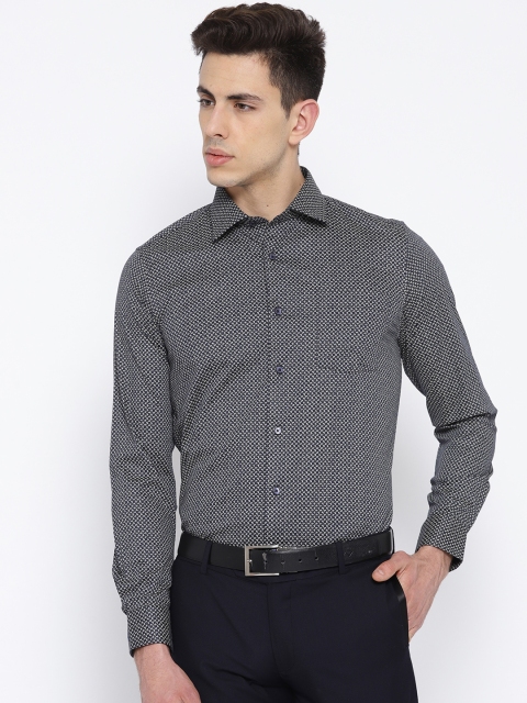 

Blackberrys Men Navy Blue & Beige Slim Fit Printed Formal Shirt